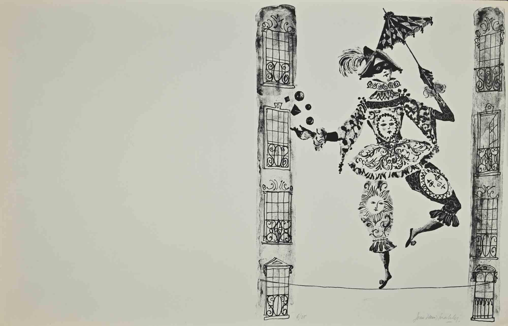 Harlequin is an artwork realized by Jean Denis Malclès (1912-2002). Lithograph print. Hand Signed on the lower right. Numbered on the lower left, the edition of 6/25 prints. Is not dated but we can attribute the period mid 20th Century.

Good