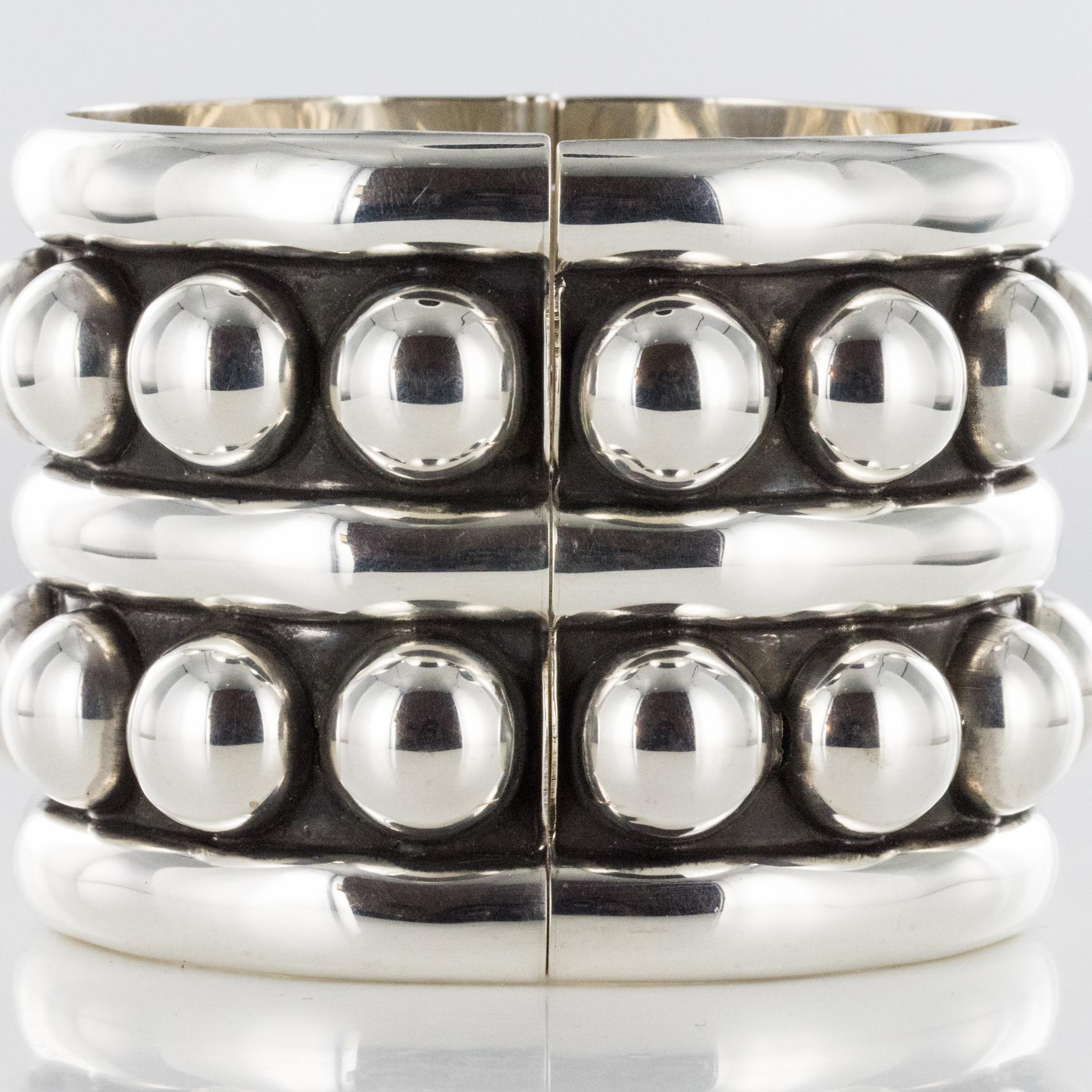 Jean Déprès Style Silver Cuff Bracelet For Sale 6