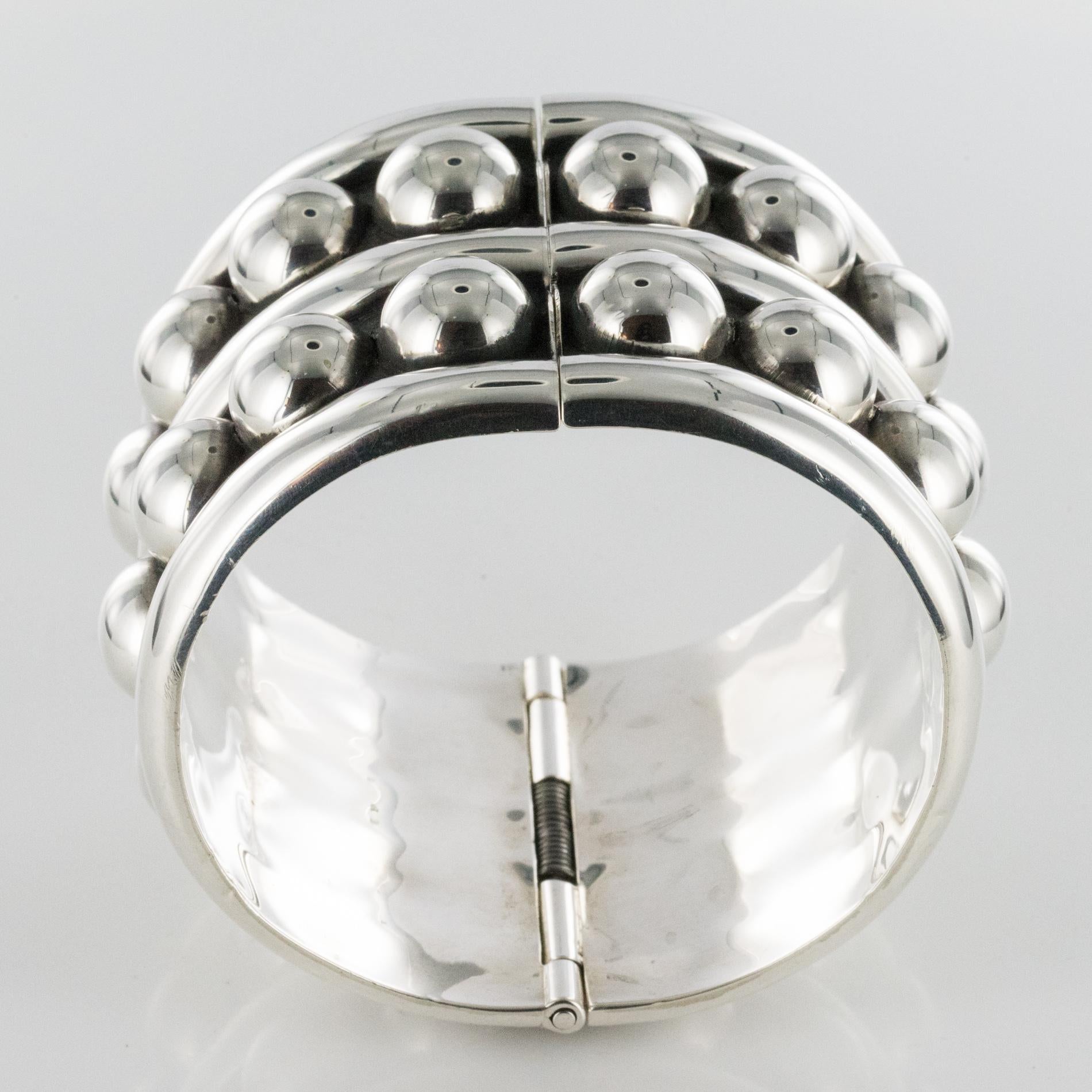 Jean Déprès Style Silver Cuff Bracelet For Sale 7