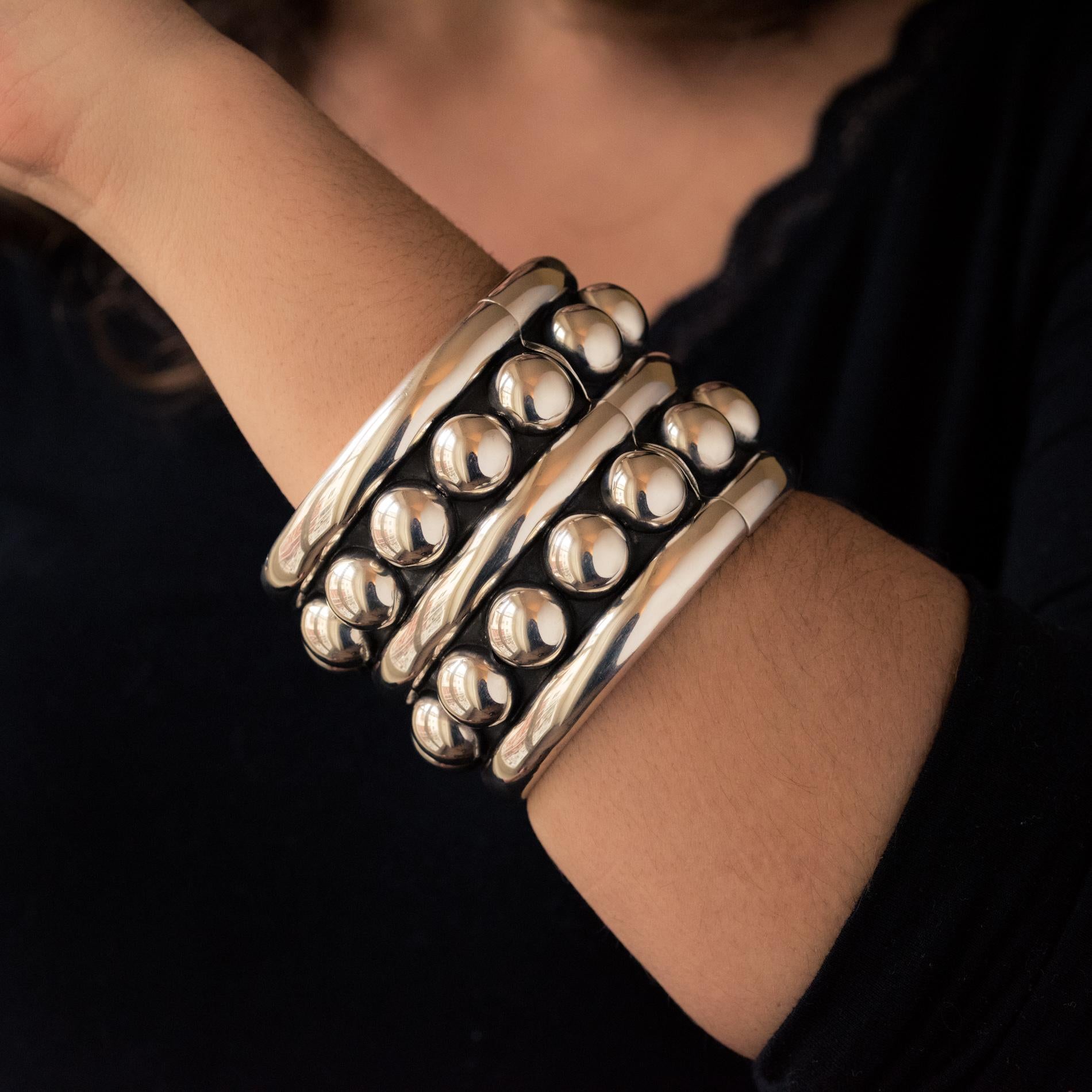 Modern Jean Déprès Style Silver Cuff Bracelet For Sale