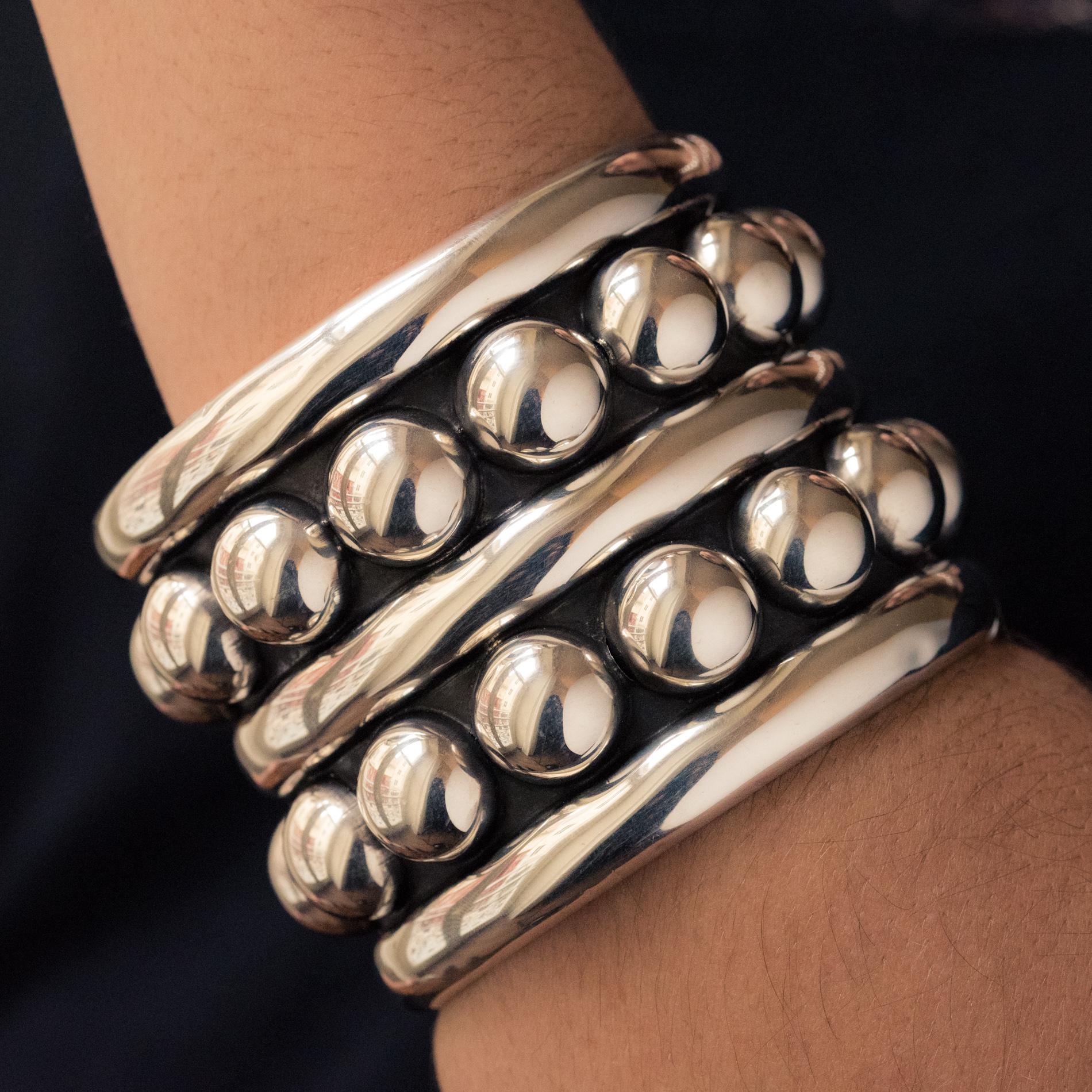 Women's Jean Déprès Style Silver Cuff Bracelet For Sale