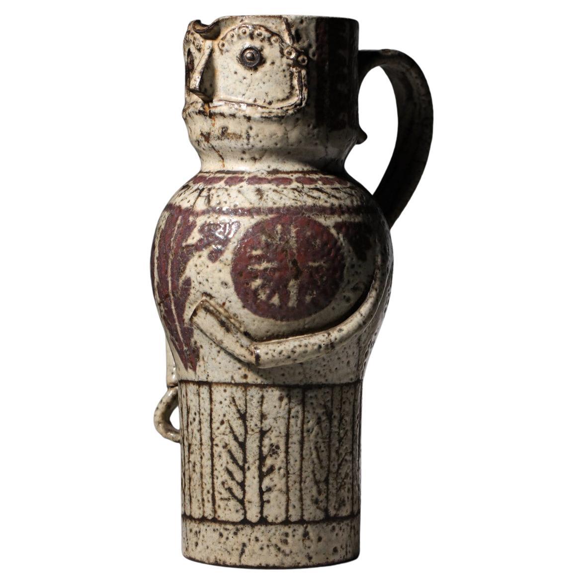 Jean Derval anthropomorphic ceramic pitcher