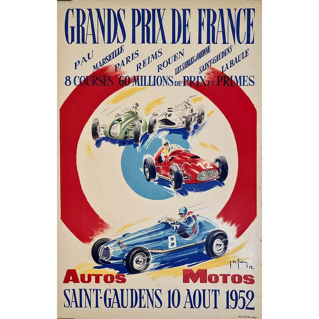 Cartel original de 1952 para promocionar el Gran Premio de Francia, por Des Gachons