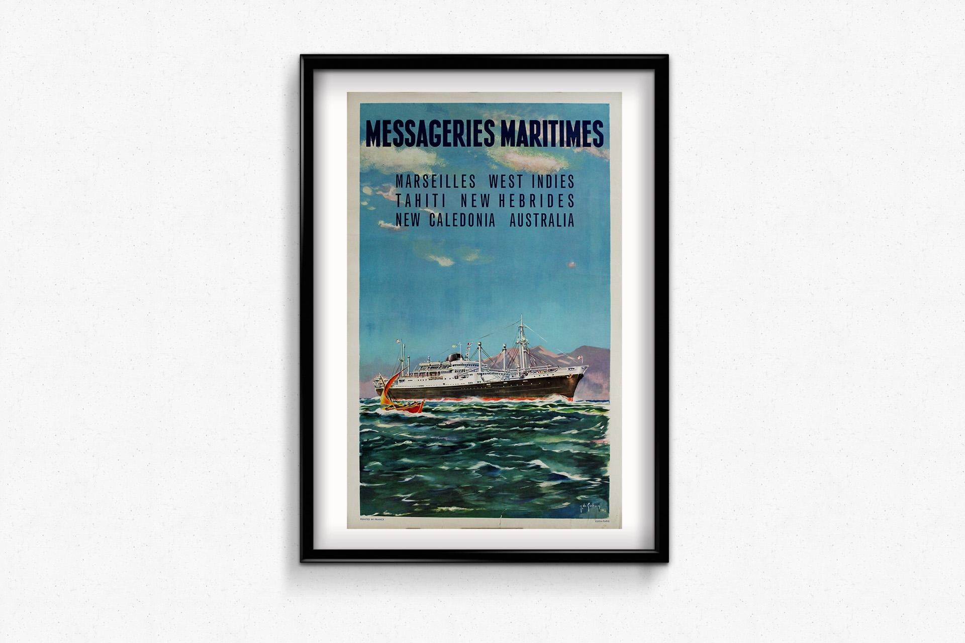 Original 1958 poster by Jean Des Gachons, created for Messageries Maritimes For Sale 1