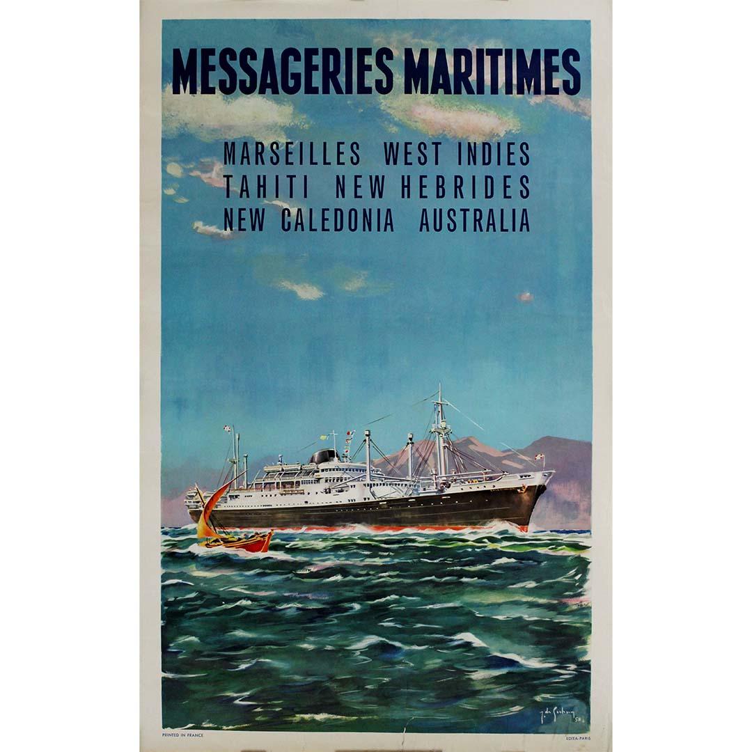 Cartel original de 1958 de Jean Des Gachons, creado para Messageries Maritimes