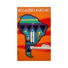 1958 original poster by Jean Desaleux - Messageries maritimes Amérique du Sud