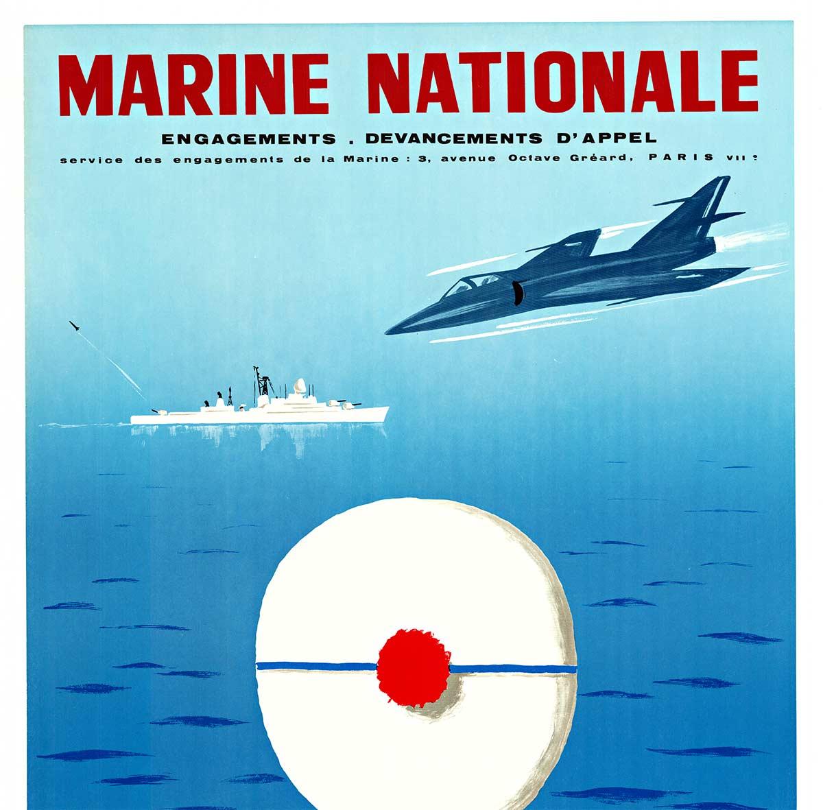 Cartel original de época de reclutamiento de la Marina Nacional Francesa - Print de Jean Desaleux