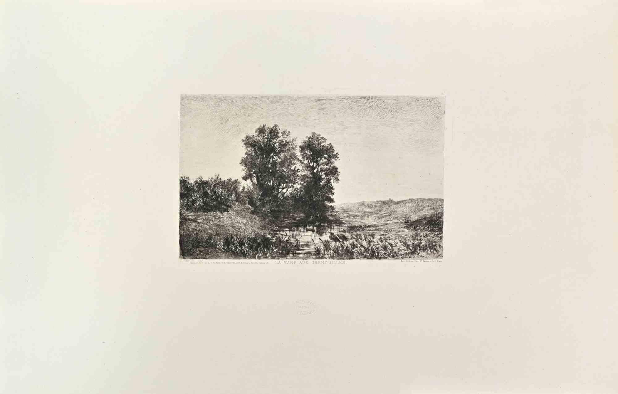Jean Desbrosses Landscape Print - La Mare Aux Grenouille - Etching by J. Desbrosses - Late 19th Century