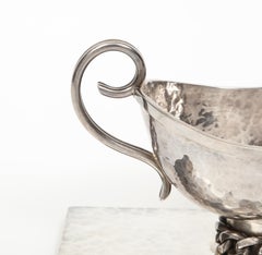 Jean Despres a Silvered-Metal Gravy Sauce Boat on Stand, 1966