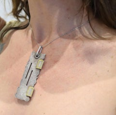 JEAN DESPRES 1950 Paris Pendentif Artistique Géométrique .800 Argent & Or Jaune