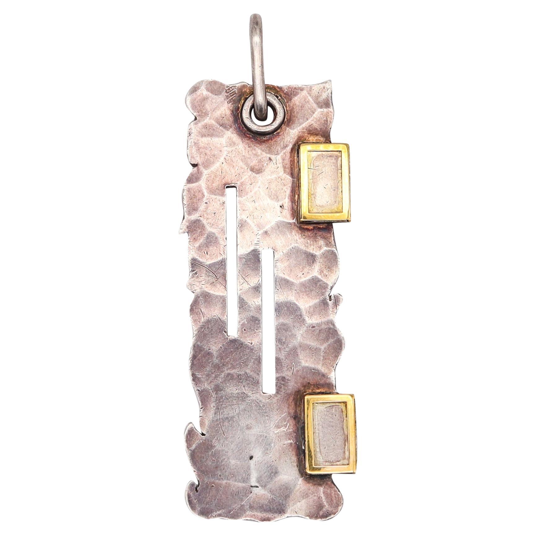 JEAN DESPRES 1950 Parigi Ciondolo Artistico Geometrico .800 Argento e Oro Giallo in vendita