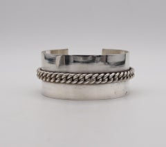 Jean Després 1960 Paris Artistics Bracelet manchette en argent .800 avec maillons chaînés