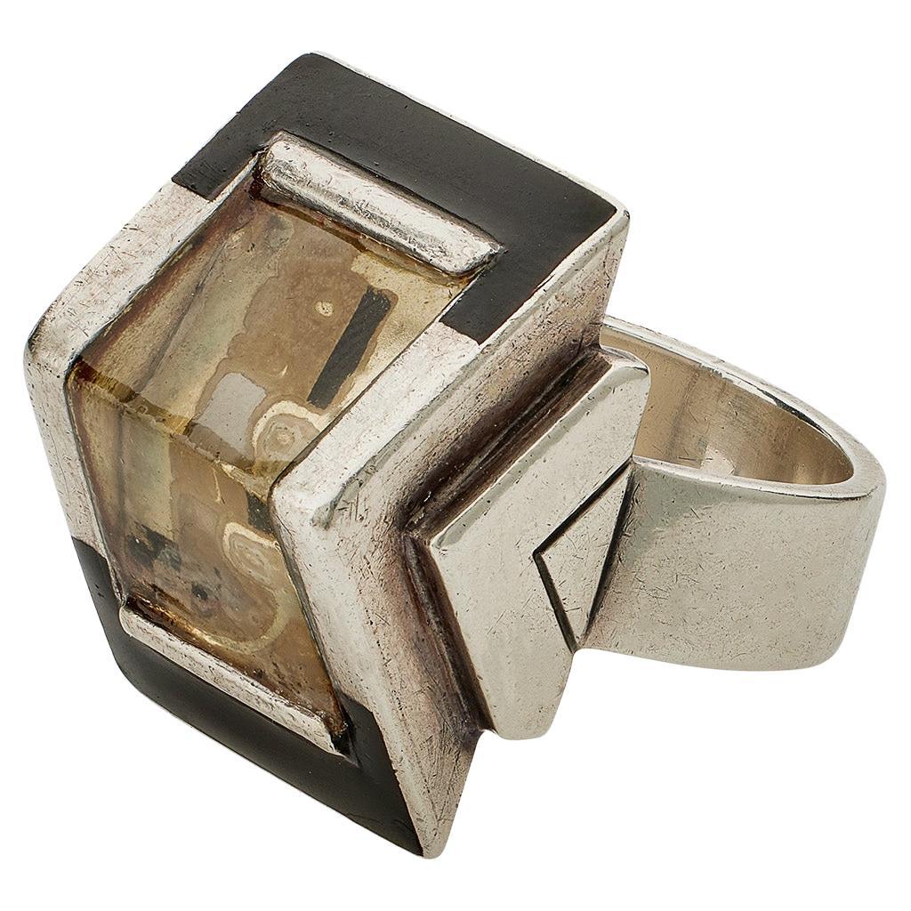 Jean Després and Étienne Cournault French Modernist "Bijoux-Glace" Ring For Sale