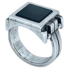 Jean Després Anello modernista in argento e onice nero, anni '20