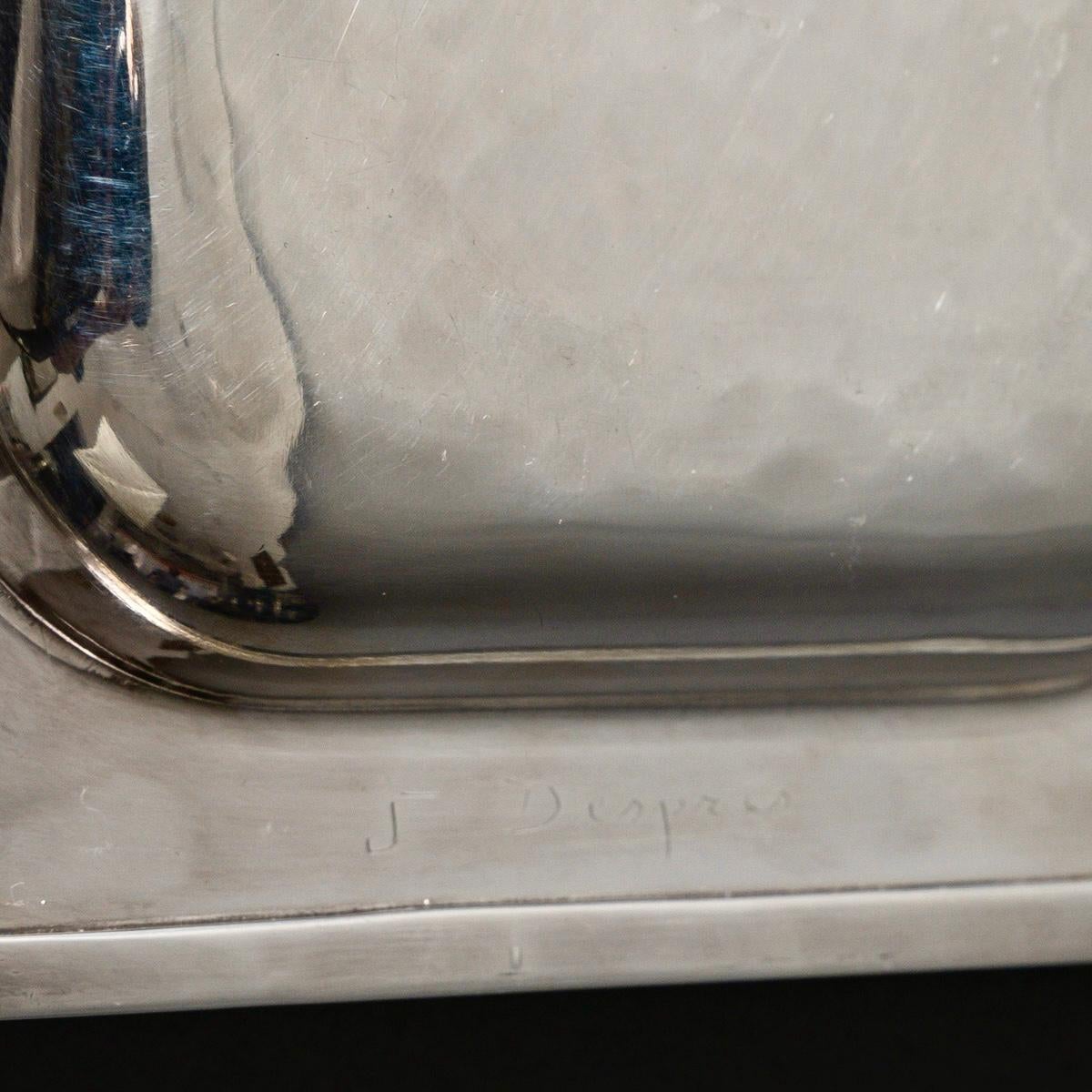 Mid-20th Century Jean Desprès - Ashtray Bowl Art Deco Modernist Hammered Silver Plated Metal For Sale