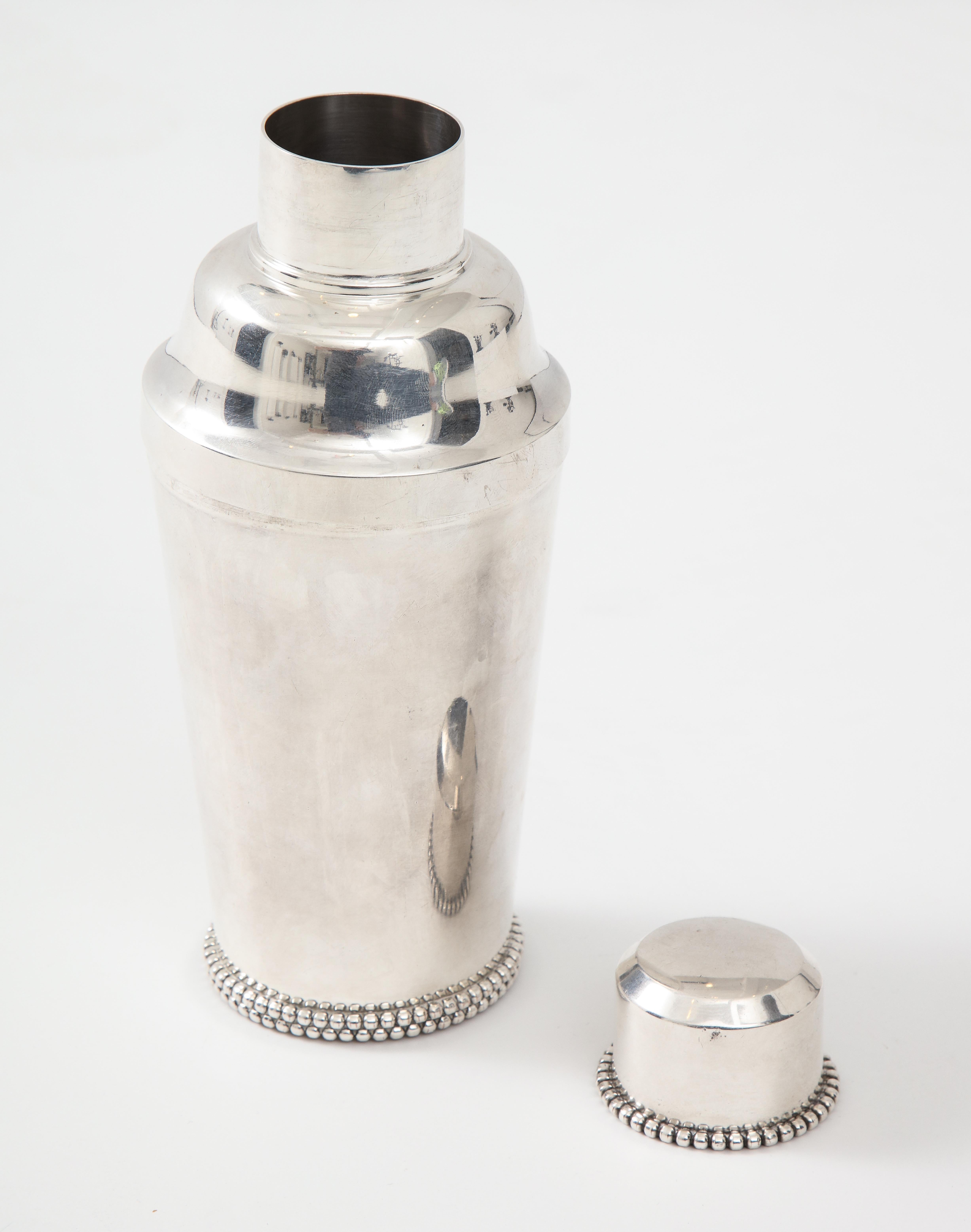 Silver Plate Jean Després Beaded-Plated Cocktail Shaker