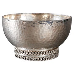 Jean Desprès - Bowl Art Deco Hammered Silver Plated Metal