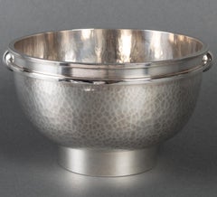 Jean Desprès - Bowl Art Deco Modernist Hammered Silver Plated Metal