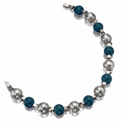 Art Deco Jean Després Moderne Silver and Blood Jasper Necklace, c 1930