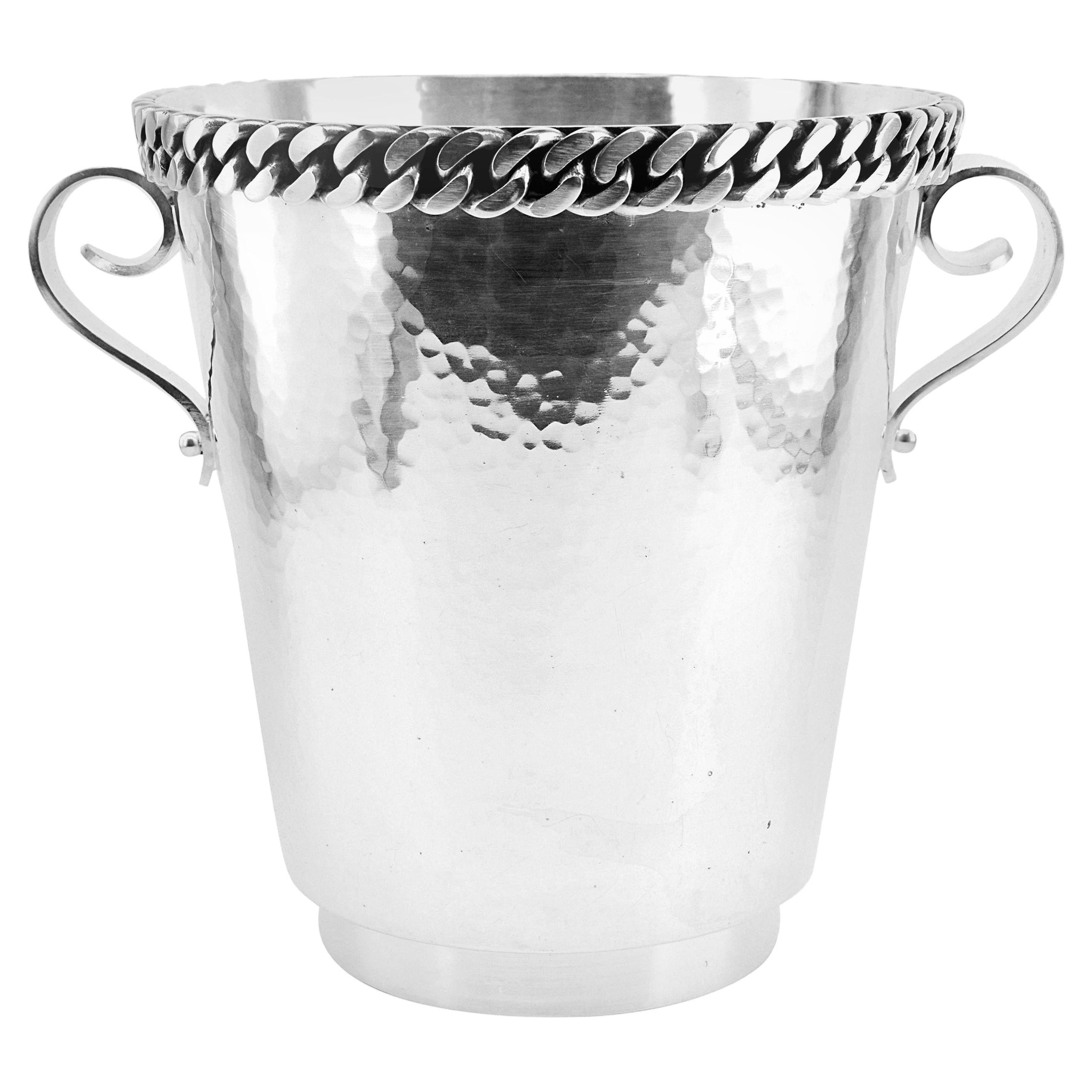 Jean Despres French Silver Metal Champagne and Ice Bucket at 1stDibs