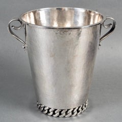 Jean Desprès - Champagne Ice Bucket Art Deco Hammered Silver Plated Metal