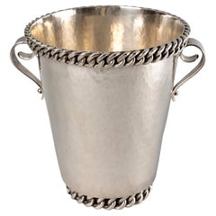 Jean Desprès - Champagne Ice Bucket Art Deco Hammered Silver Plated Metal