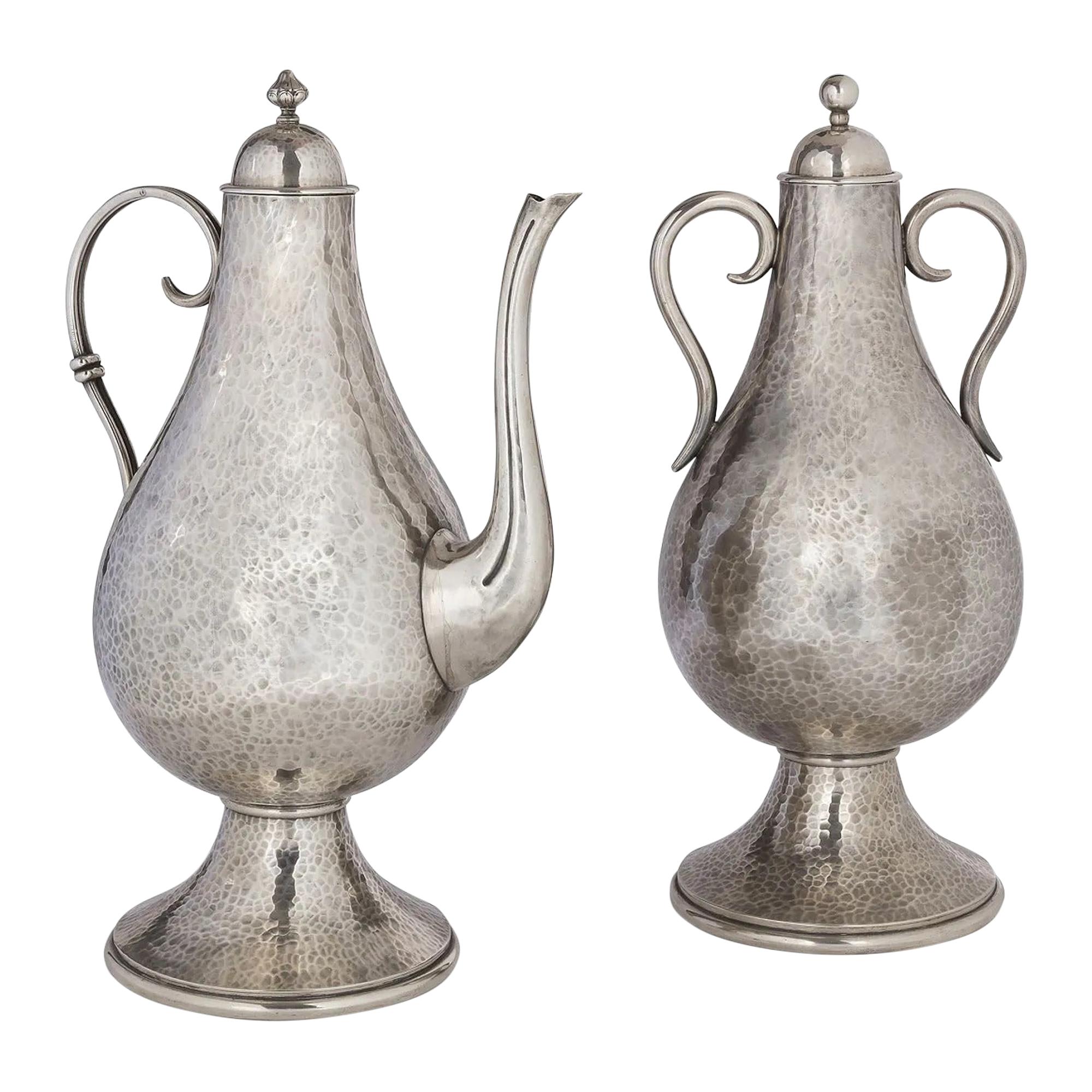 Jean Despres Covered Urn and a Jug Treated in the Ottoman Style, circa 1930 For Sale
