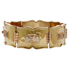 Jean Després French Modernist Tri-color Gold Bracelet