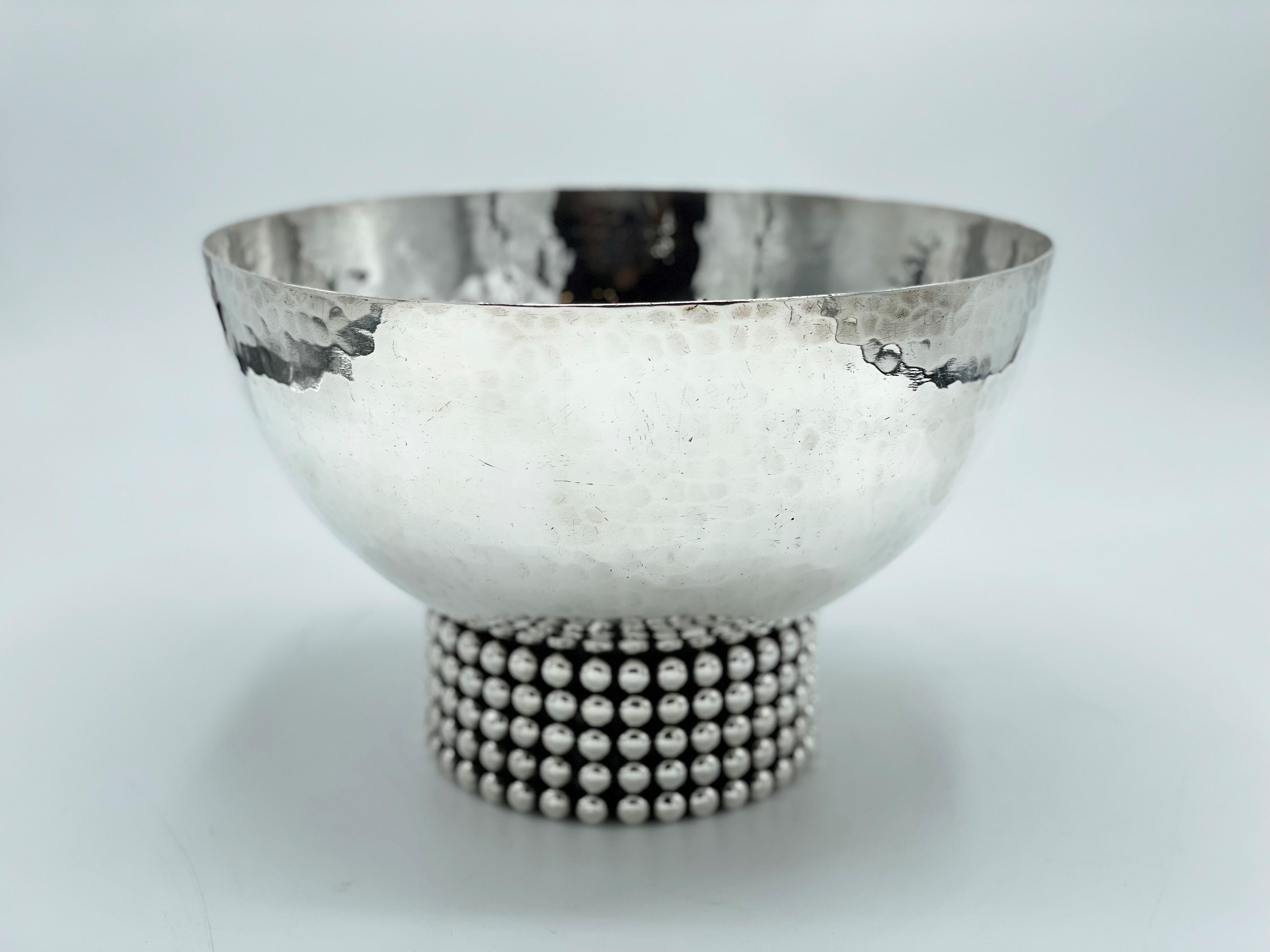 Art Deco Jean Despres French Silver Plate Metal Bowl For Sale