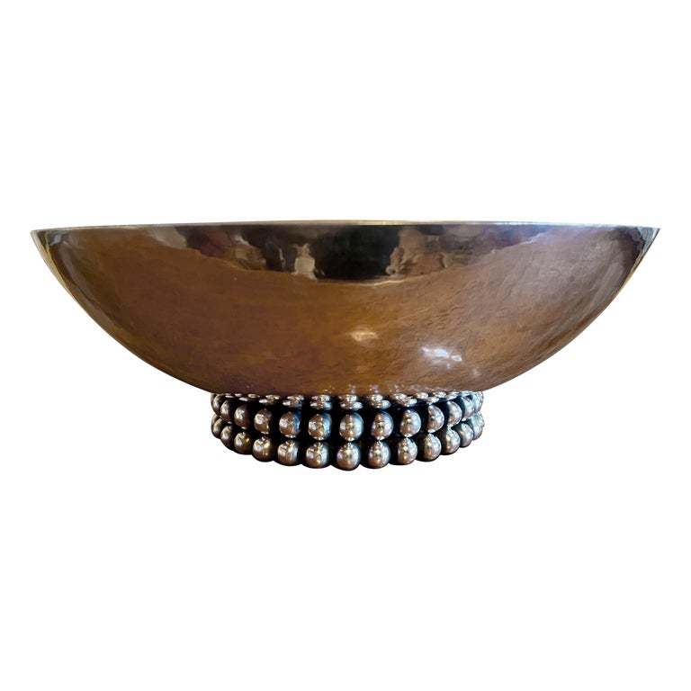 Jean Despres French Silver Plate Metal Bowl Unique Design For Sale at  1stDibs