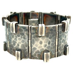 Retro Jean Després Hammered Silver Bracelet