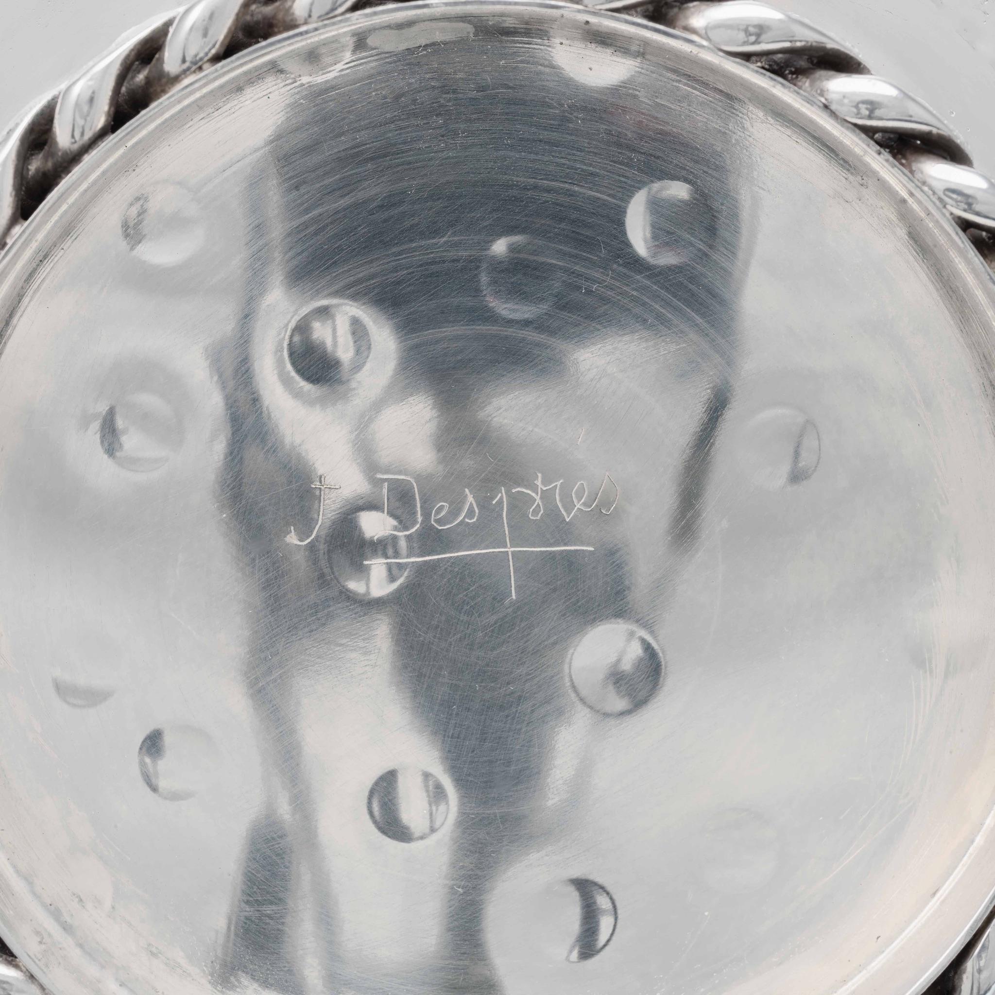 Jean Després Hammered Silver Plate Wine Cooler/Champagne Ice Bucket. For Sale 1