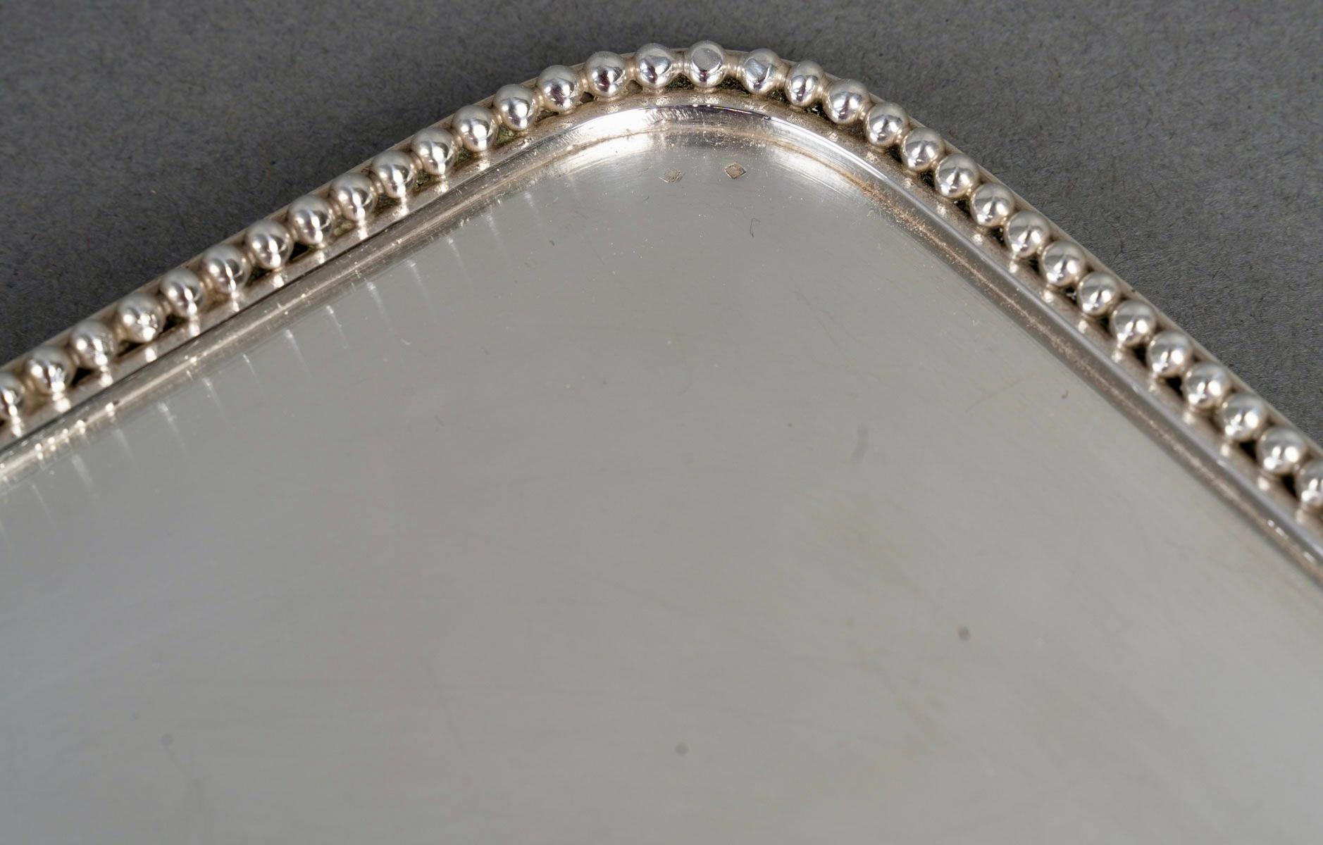 Jean Desprès - Modernist Art Deco Tray Hammered Silver Plated Metal For Sale 2