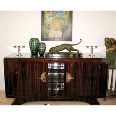 Jean Després Pair of Silvered Metal Candle Holders