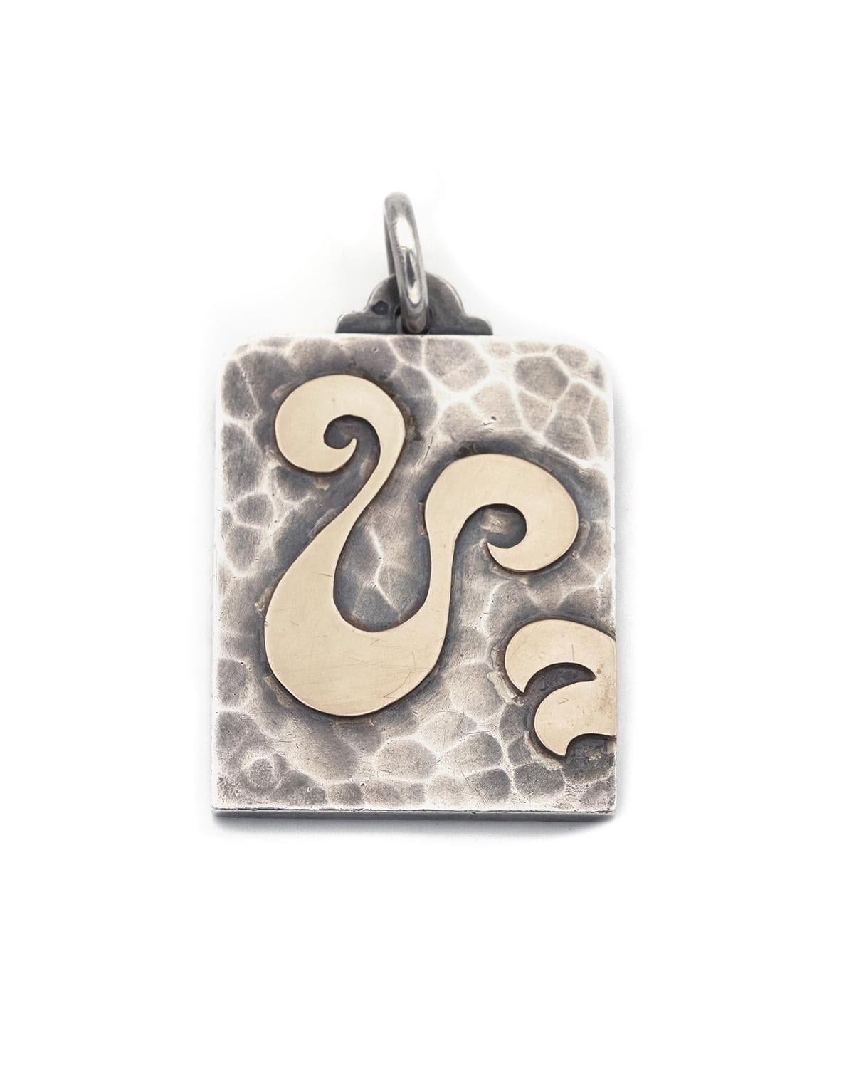 Women's or Men's Jean Desprès signed Aries pendant, French zodiacal silver and gold medal For Sale