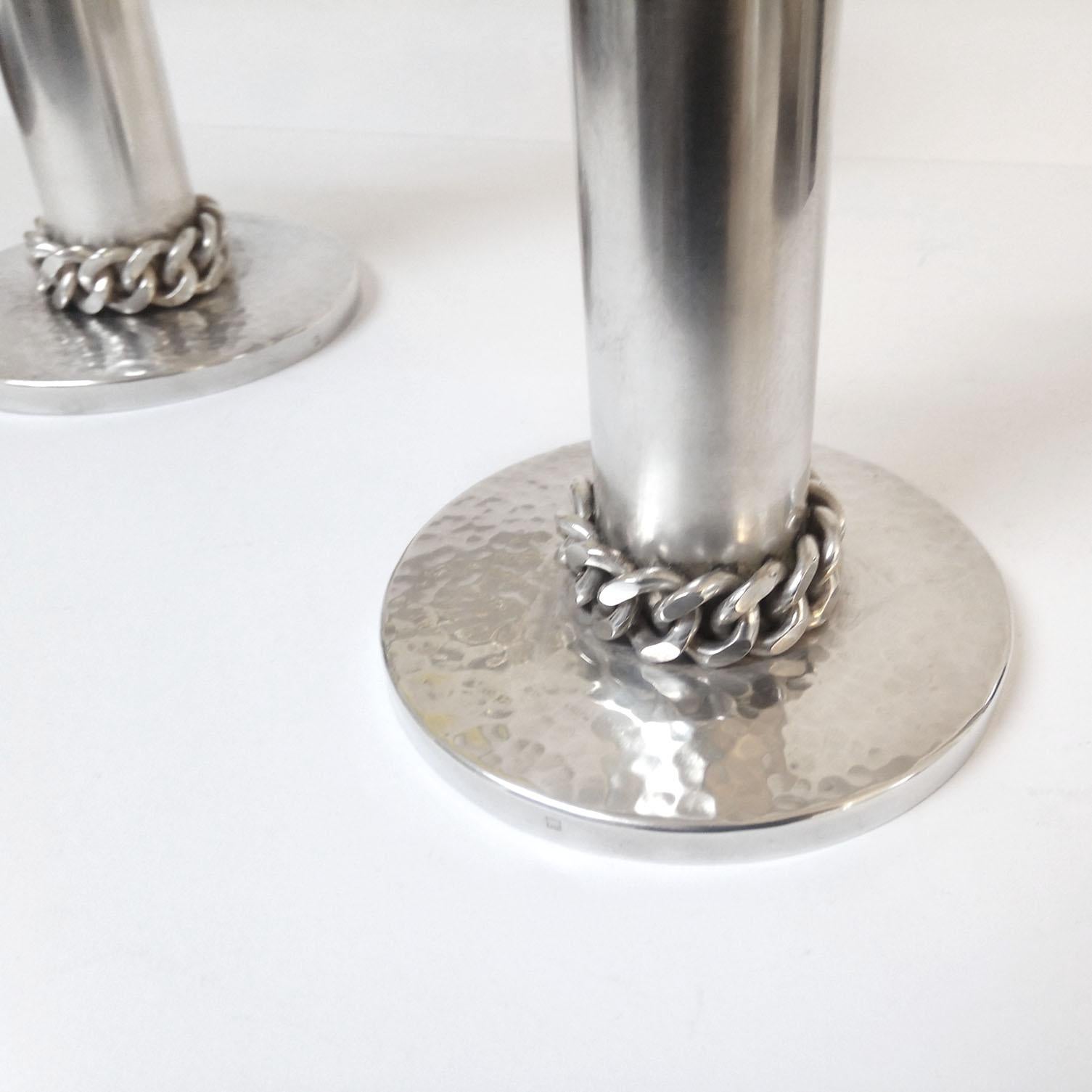 Jean Despres Silver Plated Candlesticks 2