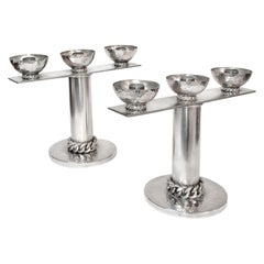 Jean Despres Silver Plated Candlesticks