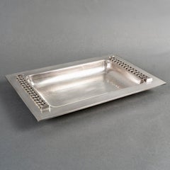 Jean Desprès - Tray Bowl Art Deco Modernist Hammered Silver Plated Metal