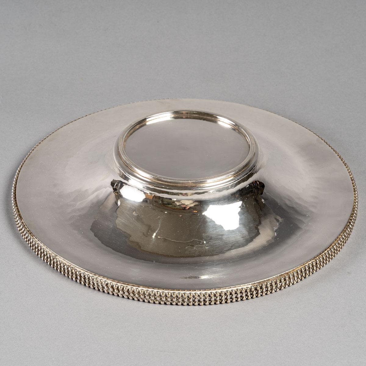 Jean Desprès, Tureen Centerpiece Silver Plated Hammered Beads Garlands 5