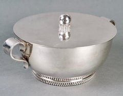 Jean Despres, Tureen Centerpiece Silver Plated Hammered Beads Garlands