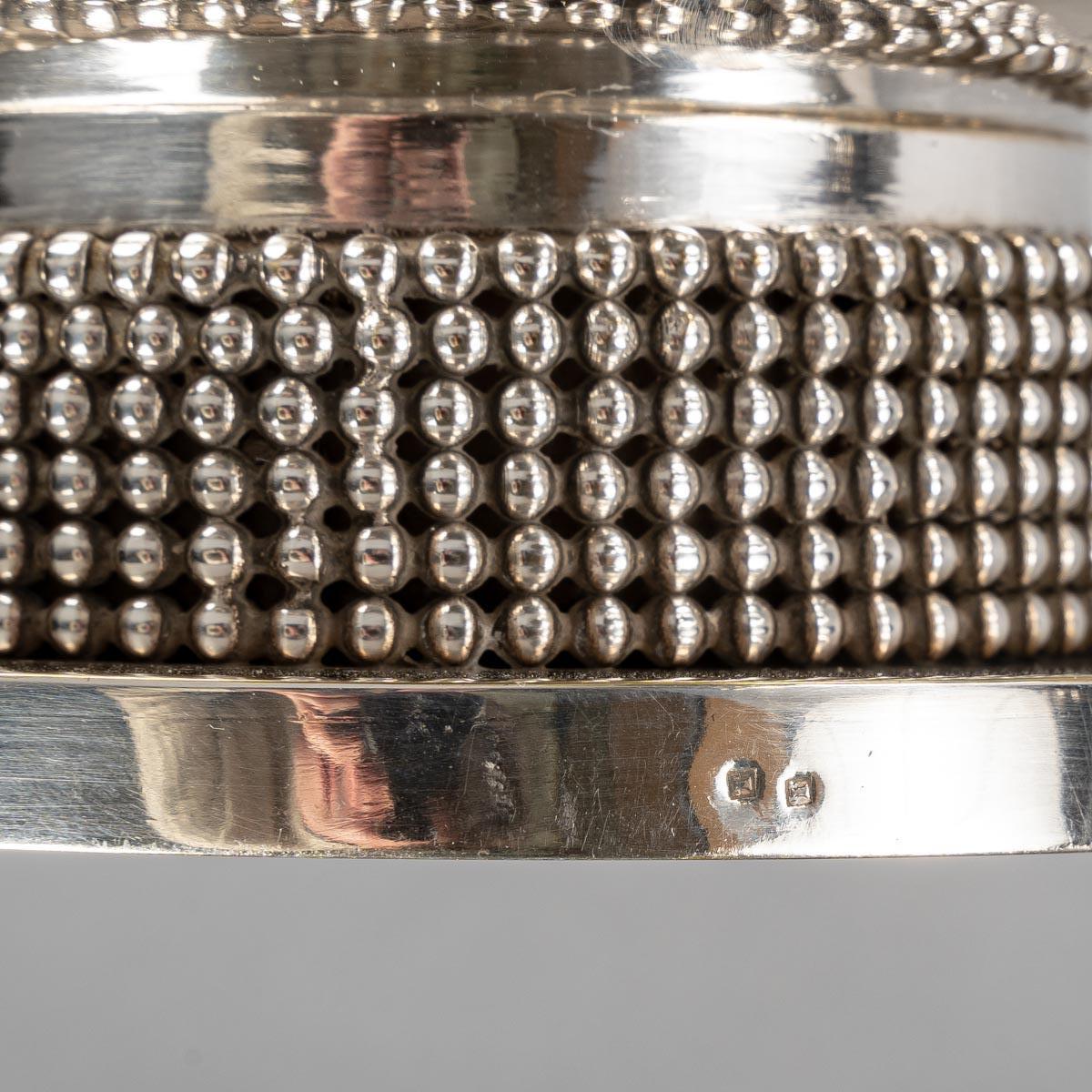 Jean Desprès, Tureen Centerpiece Silver Plated Hammered Beads Garlands 2