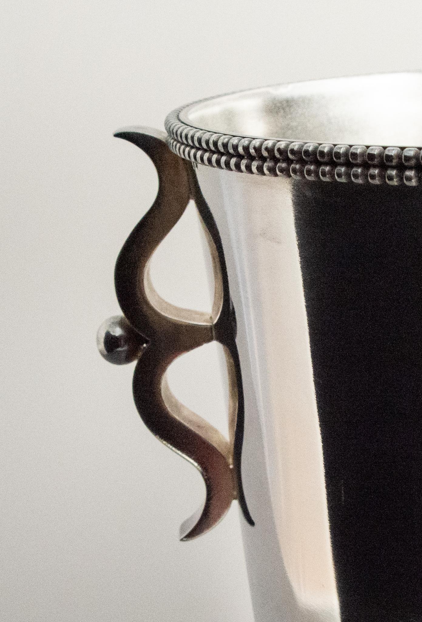 Enfriador de vino Jean Després Chapa de plata Circa 1955 París Francia en Bueno estado para la venta en Lausanne, CH