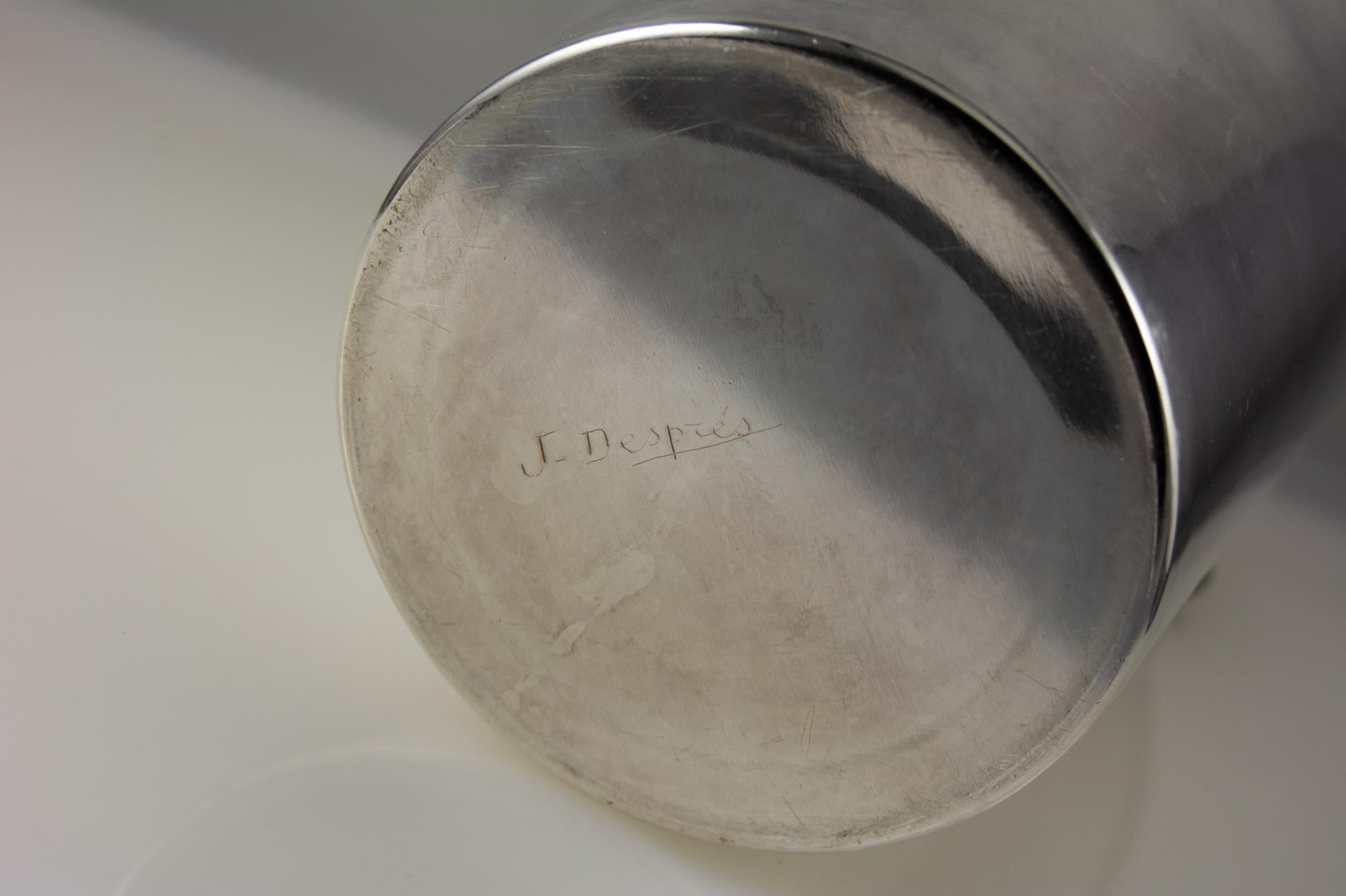 Enfriador de vino Jean Després Chapa de plata Circa 1955 París Francia Chapado en plata en venta