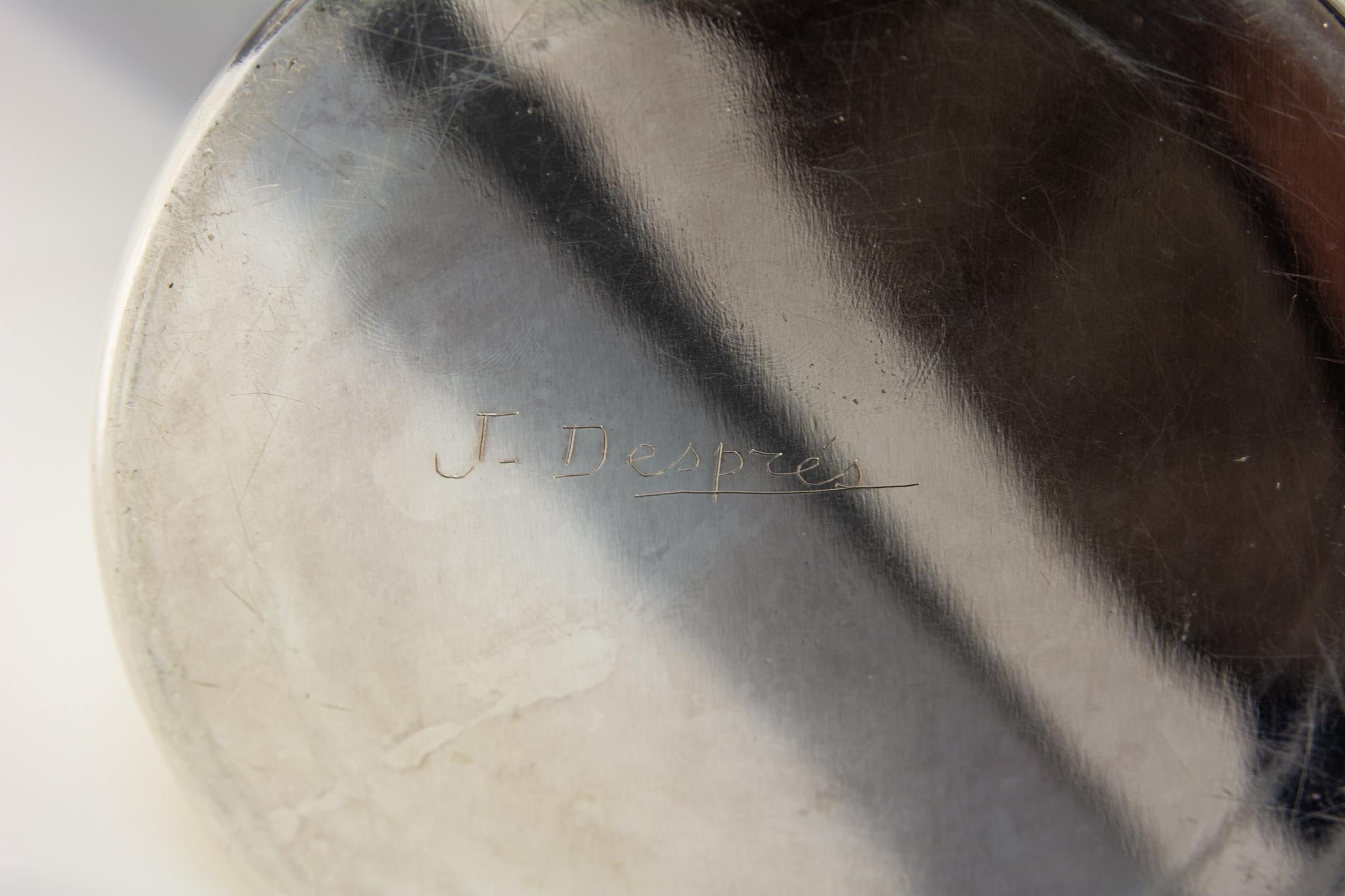 Enfriador de vino Jean Després Chapa de plata Circa 1955 París Francia en venta 1