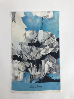 Jean Desses Langer Seidenschal mit Blumenmuster und Streifen