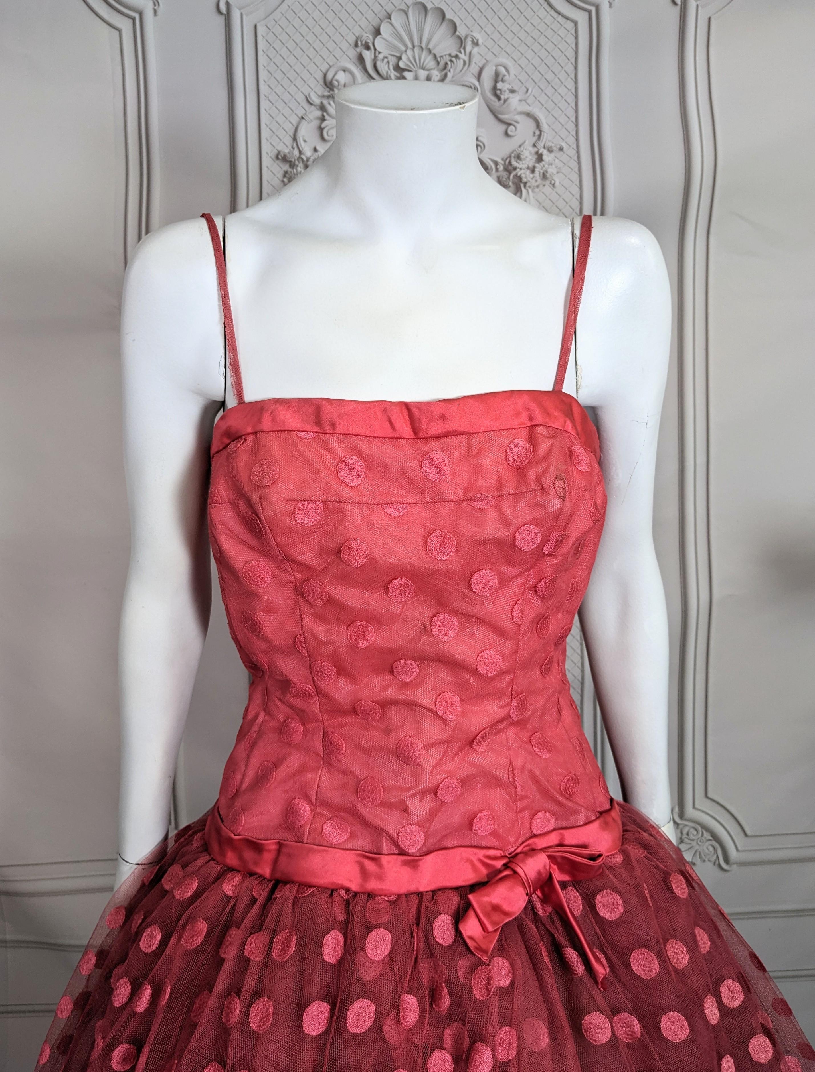 Jean Desses Pret a Porter Cocktailkleid aus Seide von Point D'esprit (Pink) im Angebot