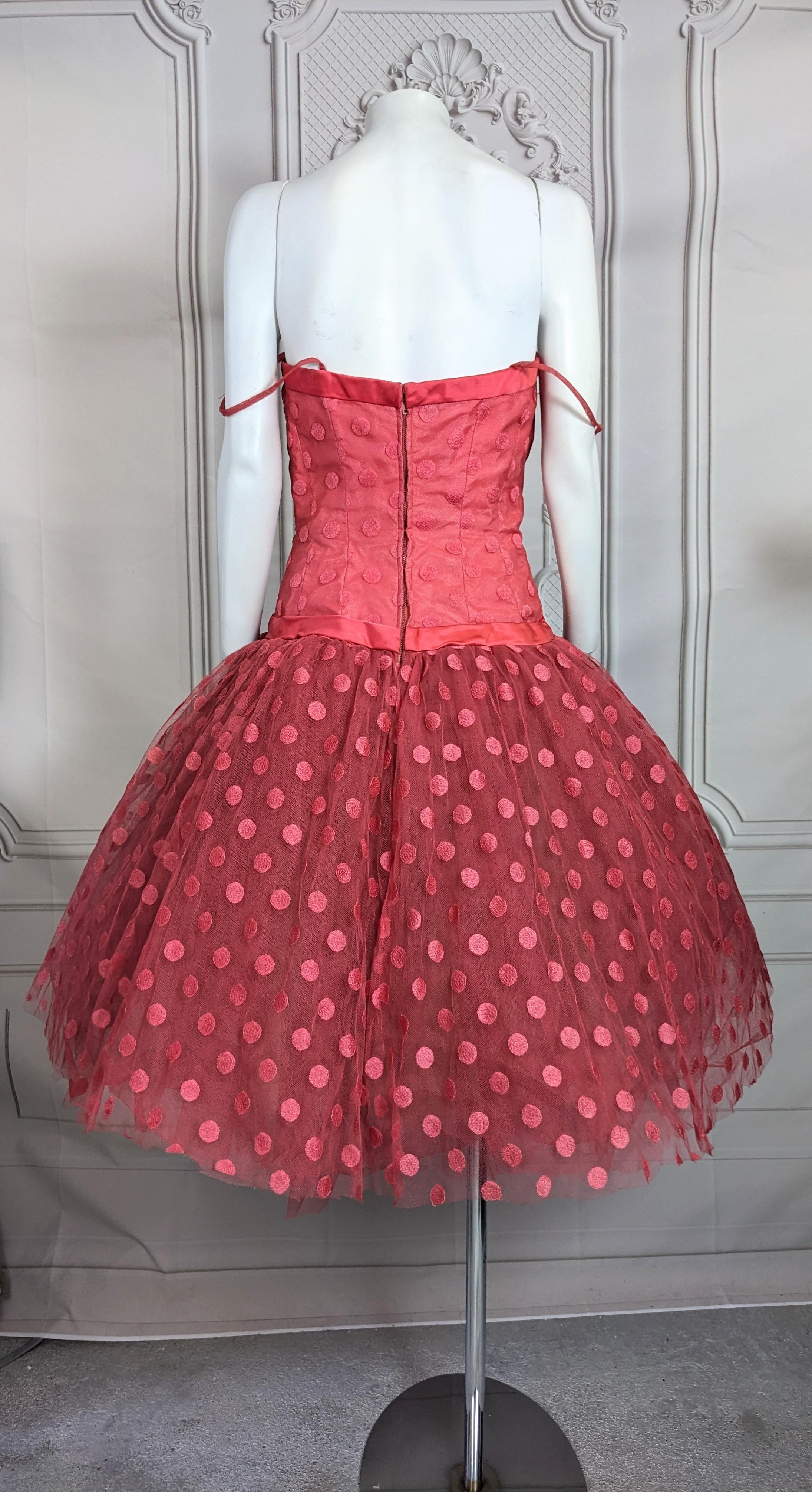 Jean Desses Pret a Porter Cocktailkleid aus Seide von Point D'esprit im Angebot 2