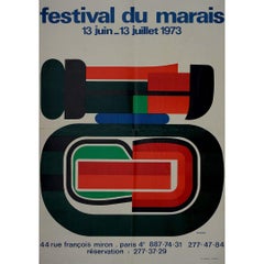 1973 Festival du Marais poster, designed by renowned artist Jean Dewasne