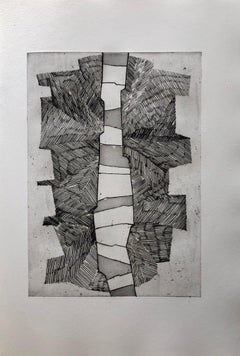 French Avant Garde Bold Abstract Geometric Aquatint Etching Op Art Kinetic