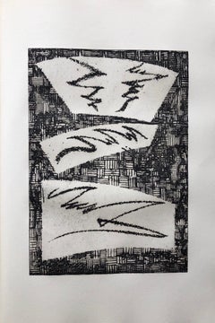 Gravure à l'aquatinte géométrique abstraite audacieuse d'avant-garde française, Op Art cinétique, Art cinétique